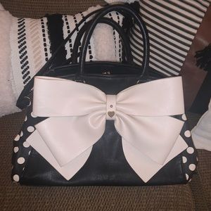 Betsey Johnson polka dotted purse with big bow. Used once for a party!